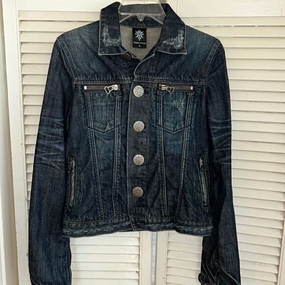 Thomas Wylde Designer π©βπ¨ Diamond π π Denim Jacket Unique Buttonsβand Zips! - Picture 1 of 17